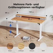 Höhenverstellbarer Schreibtisch mit 2 Schubladen 140x60 cm