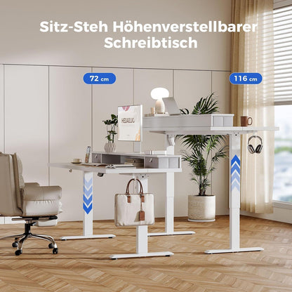 Elektrischer Höhenverstellbarer Schreibtisch 140 x 60 cm mit