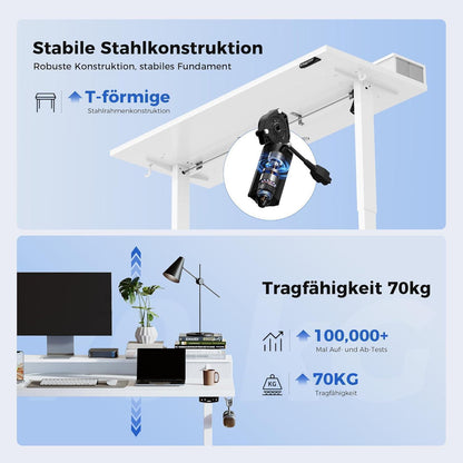 Elektrischer Höhenverstellbarer Schreibtisch 140 x 60 cm mit