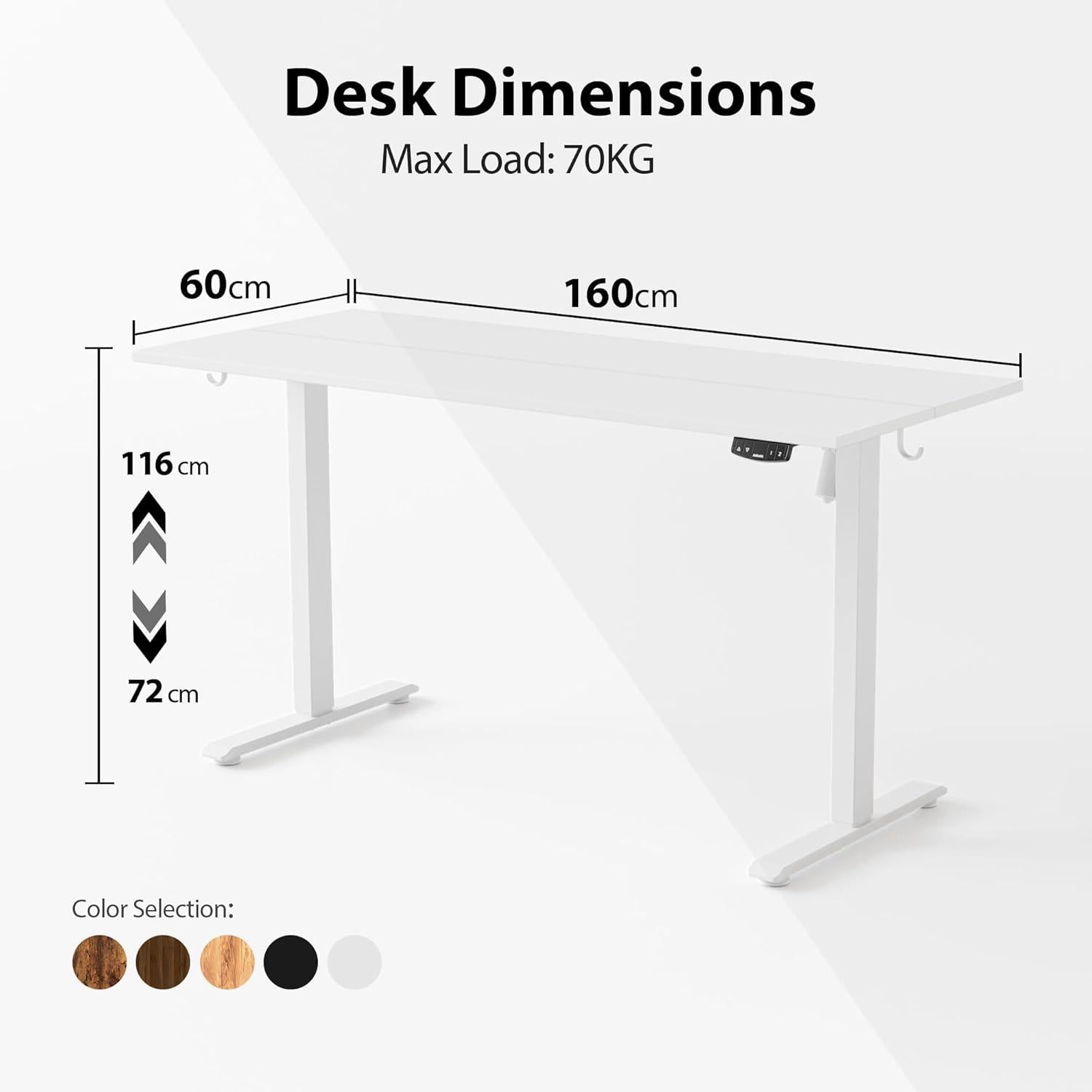 Höhenverstellbarer Schreibtisch 160x60cm Elektrisch