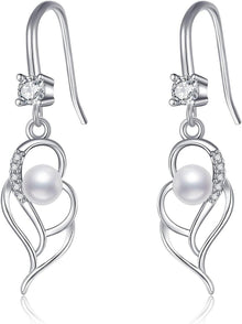 925 Silber Perlen Creolen mit Zirkon für Frauen - Geschenkbox