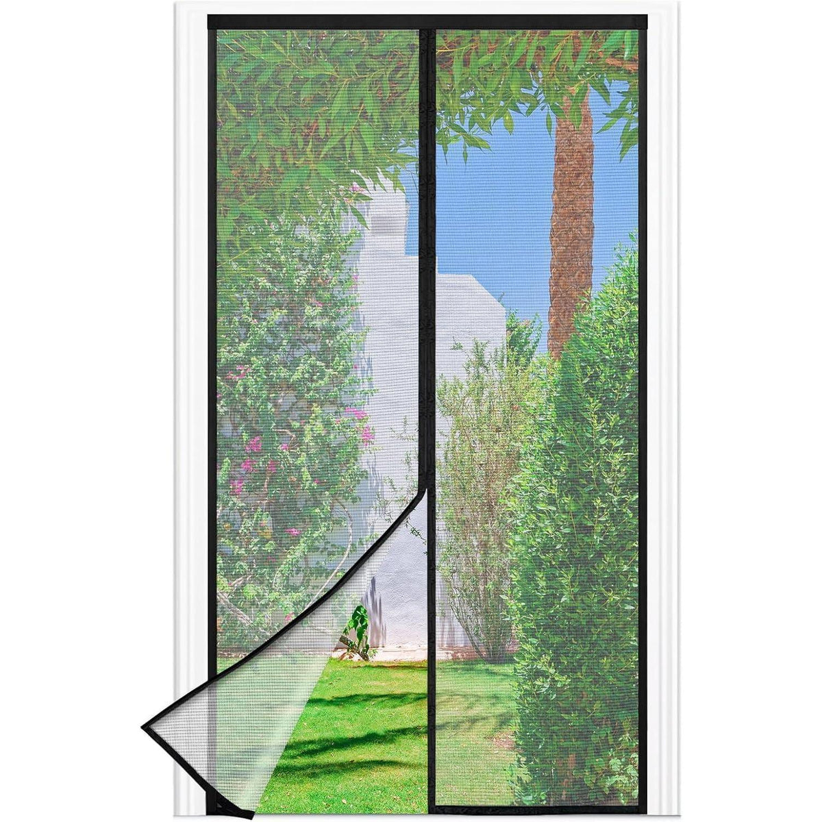 Magnetisches Fliegengitter für Balkontür, 120x210cm, Schwarz