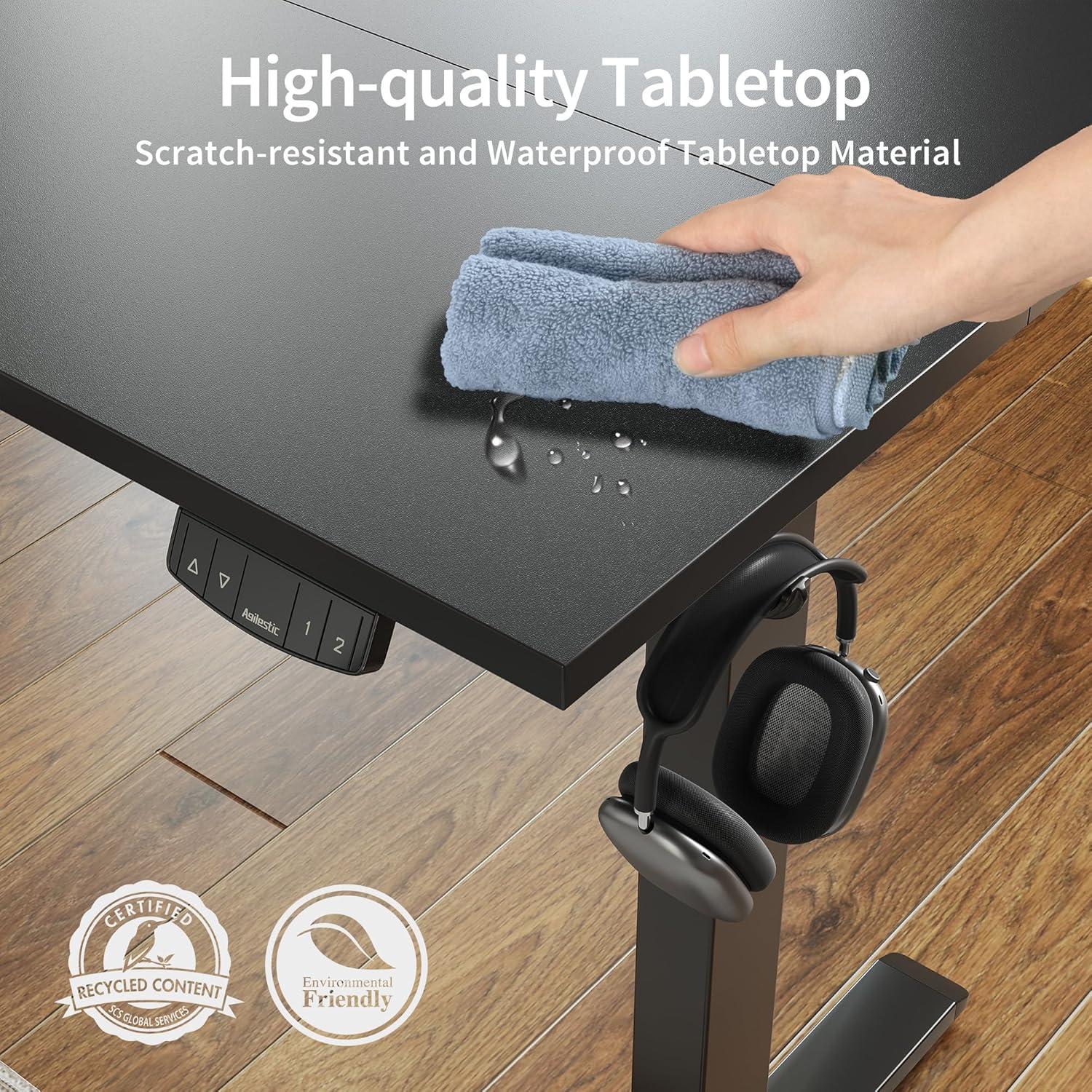 Elektrischer Höhenverstellbarer Schreibtisch 140 x 60 cm Memory-Handsteuerung Schwarz