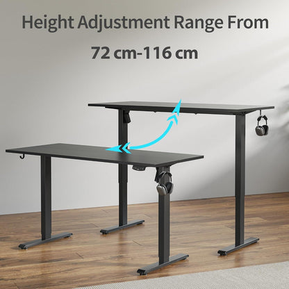 Höhenverstellbarer Schreibtisch Elektrisch 140 cm Schwarz Memory-Handsteuerung