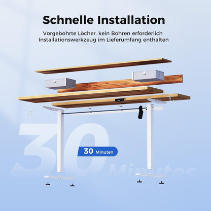 Höhenverstellbarer Schreibtisch mit 2 Schubladen 160 x 60 cm