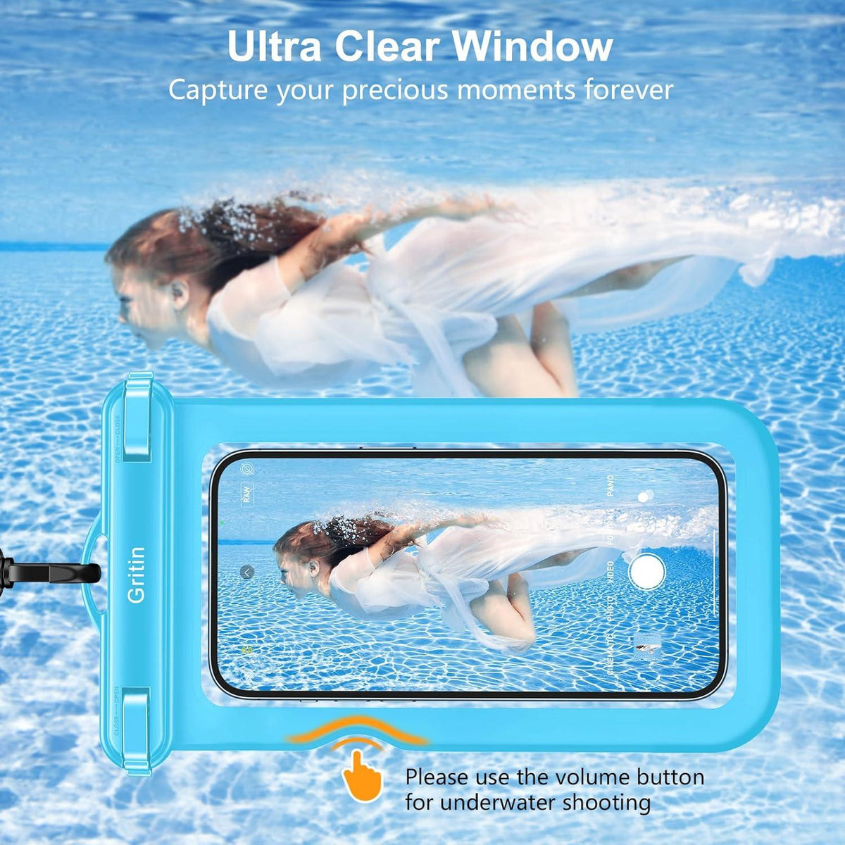 Gritin wasserdichte Handyhülle IPX8 2er-Pack für Smartphone bis