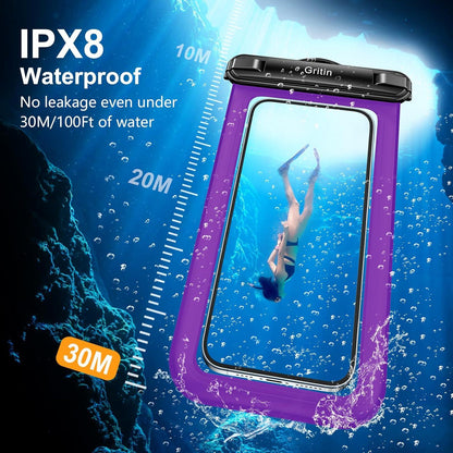 2er-Pack IPX8 wasserdichte Handyhülle bis 7'' Schwarz/Lila