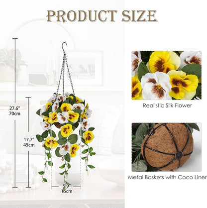 Kunstblumen Stiefmütterchen Hängend Pansy 70cm Gelb