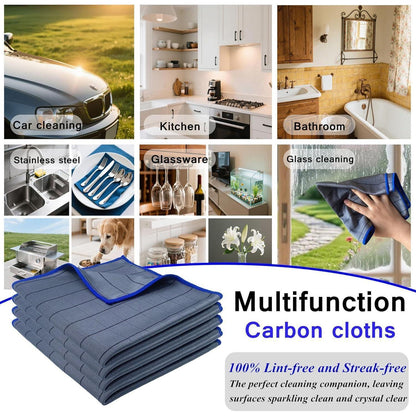 4x Carbon Mikrofaser Fensterputztücher – Streifenfrei & Saugstark