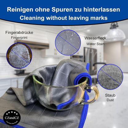 4x Carbon Mikrofaser Fensterputztücher – Streifenfrei & Saugstark