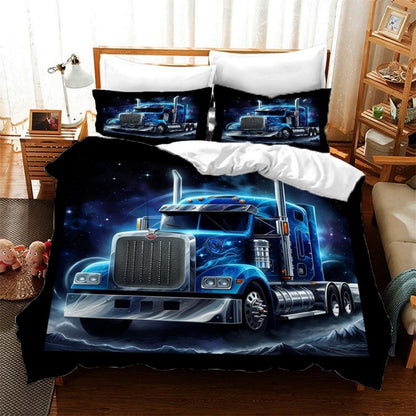 Blauer LKW-Kopf Bettwäsche Set 135x200cm - 3-teilig