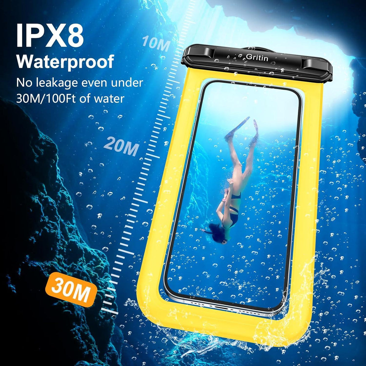 Wasserdichte Unterwasser Handyhülle IPX8 für Smartphone bis