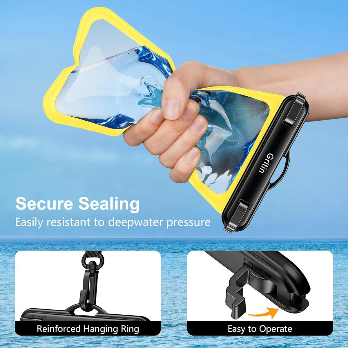 Wasserdichte Handyhülle 2er Pack IPX8 Unterwasserhülle - Schwarz & Gelb