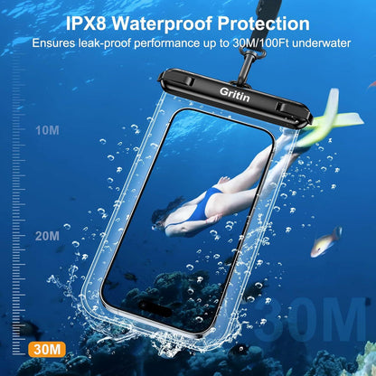 Wasserdichte Handyhülle IPX8 für iPhone Galaxy bis 7.2''[2er