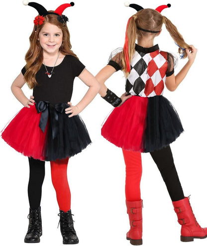 BIQIQI Quinn Cosplay Kostüm Set Mädchen Halloween Karneval Joker Fasching