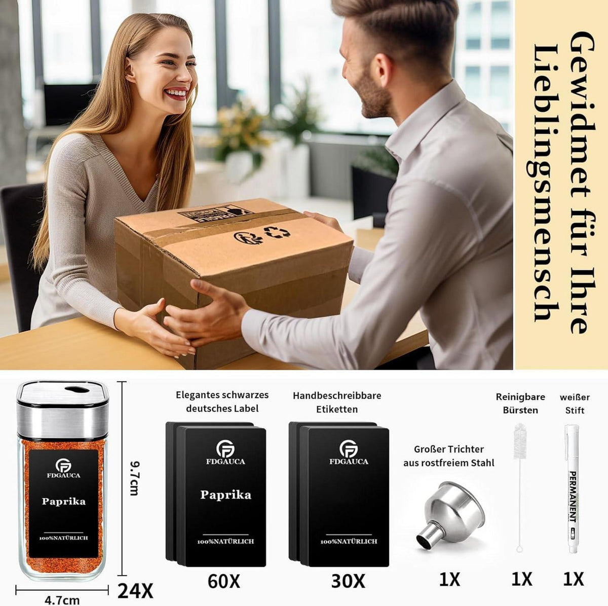 360° Rotation Gewürzgläser Set | 24 Gewürzdosen 120ml | 90