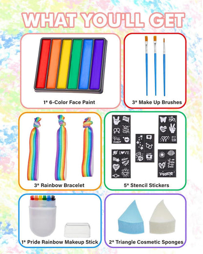 Regenbogen Schminke Set Gay Pride LGBT Party Make-up Paraden