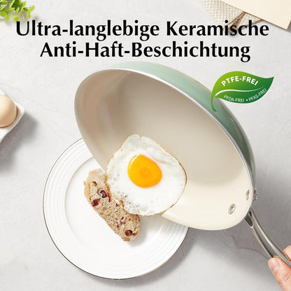 Redchef Keramik Bratpfannen Set Induktion 20/24/28 cm Grüne Keramikpfannen