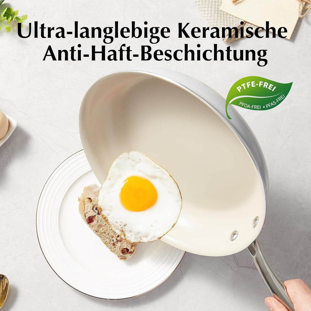 Keramikpfannenset Induktion 20/24/28 cm ohne Teflon Grau - Backofen & Spülmaschinenfest