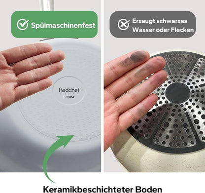 Keramikpfannen Set Induktion 20/24/28cm ohne Teflon Grau Antihaft
