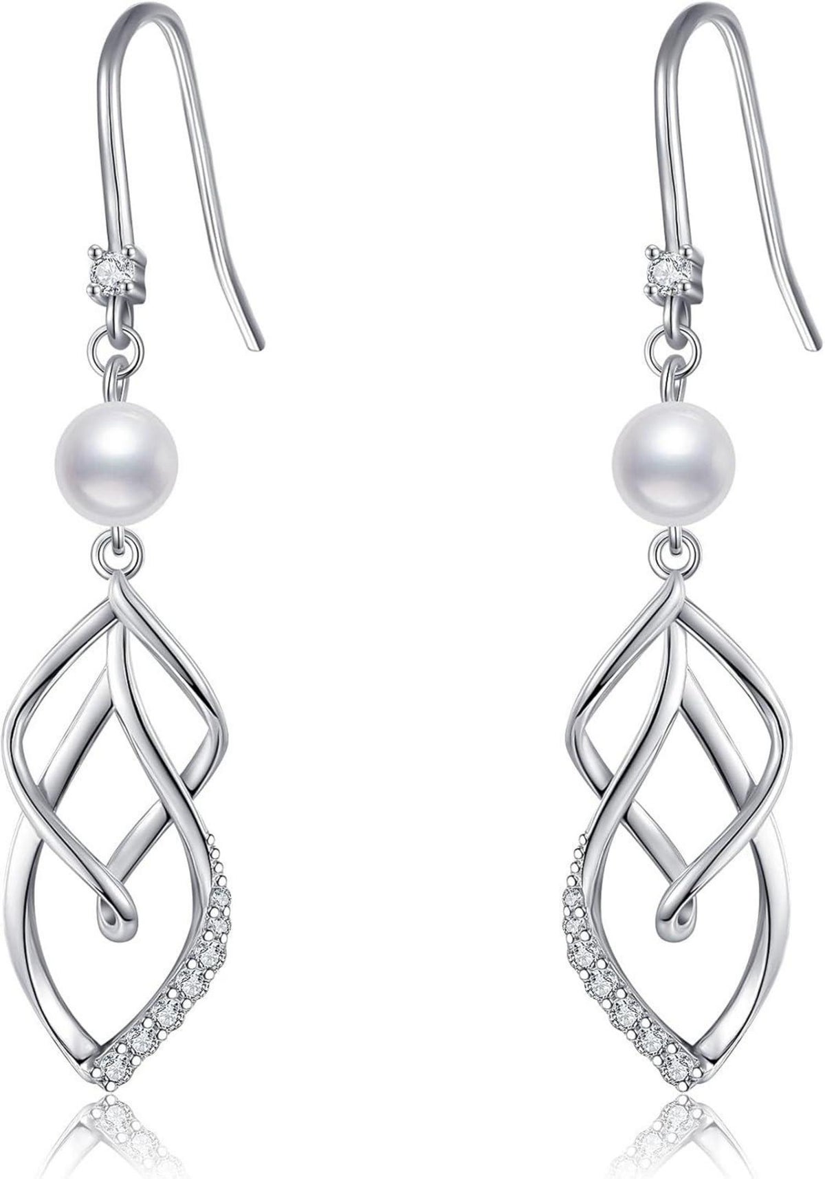 Perlenohrringe 925 Sterling Silber 5mm hängend Damen Ohrhänger