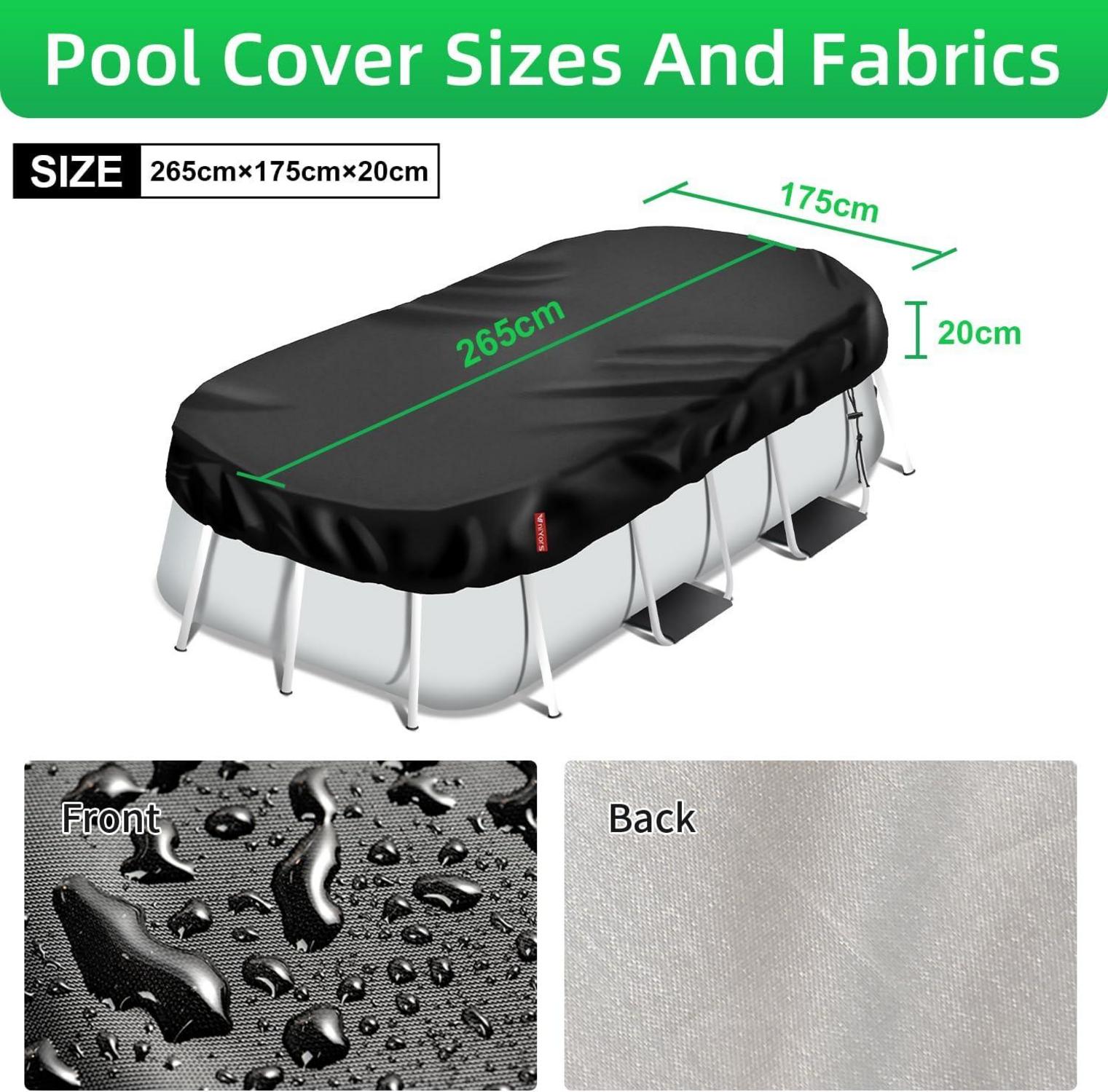Schwarze Poolabdeckung Rechteckig 265×175cm Solar Uv-Schutz