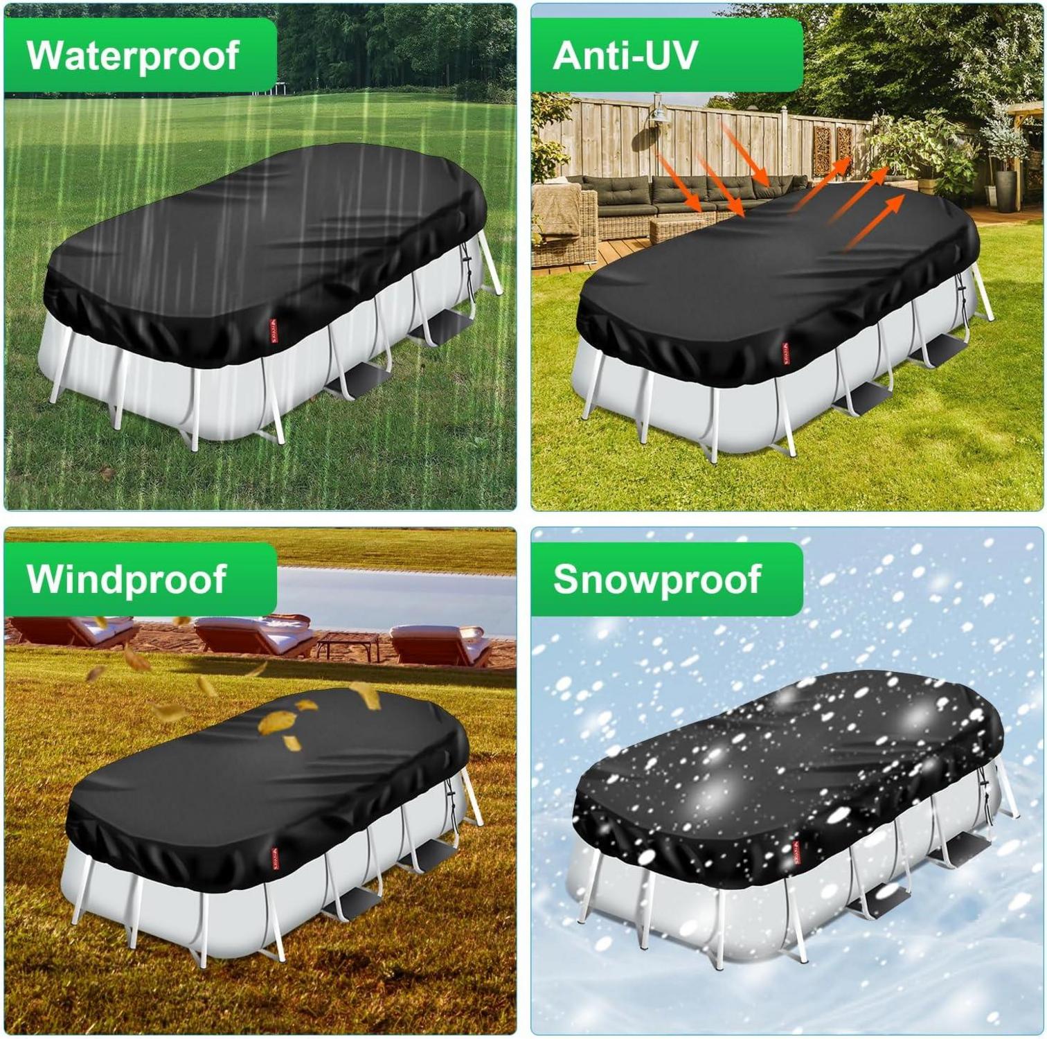 Poolabdeckung Rechteckig Solar Uv-Schutz Stabil 305x205cm Schwarz