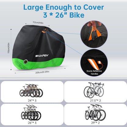 ZUAPEV Fahrradabdeckung 2-3 Fahrräder Wasserdicht Polyester 210D 208x112x110 cm