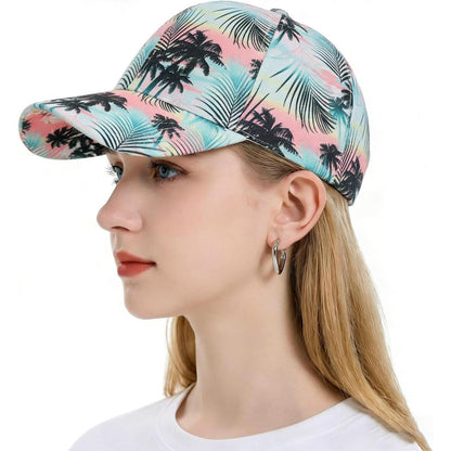 Damen Baseball Cap Blumenmuster Sommerhut Atmungsaktiv