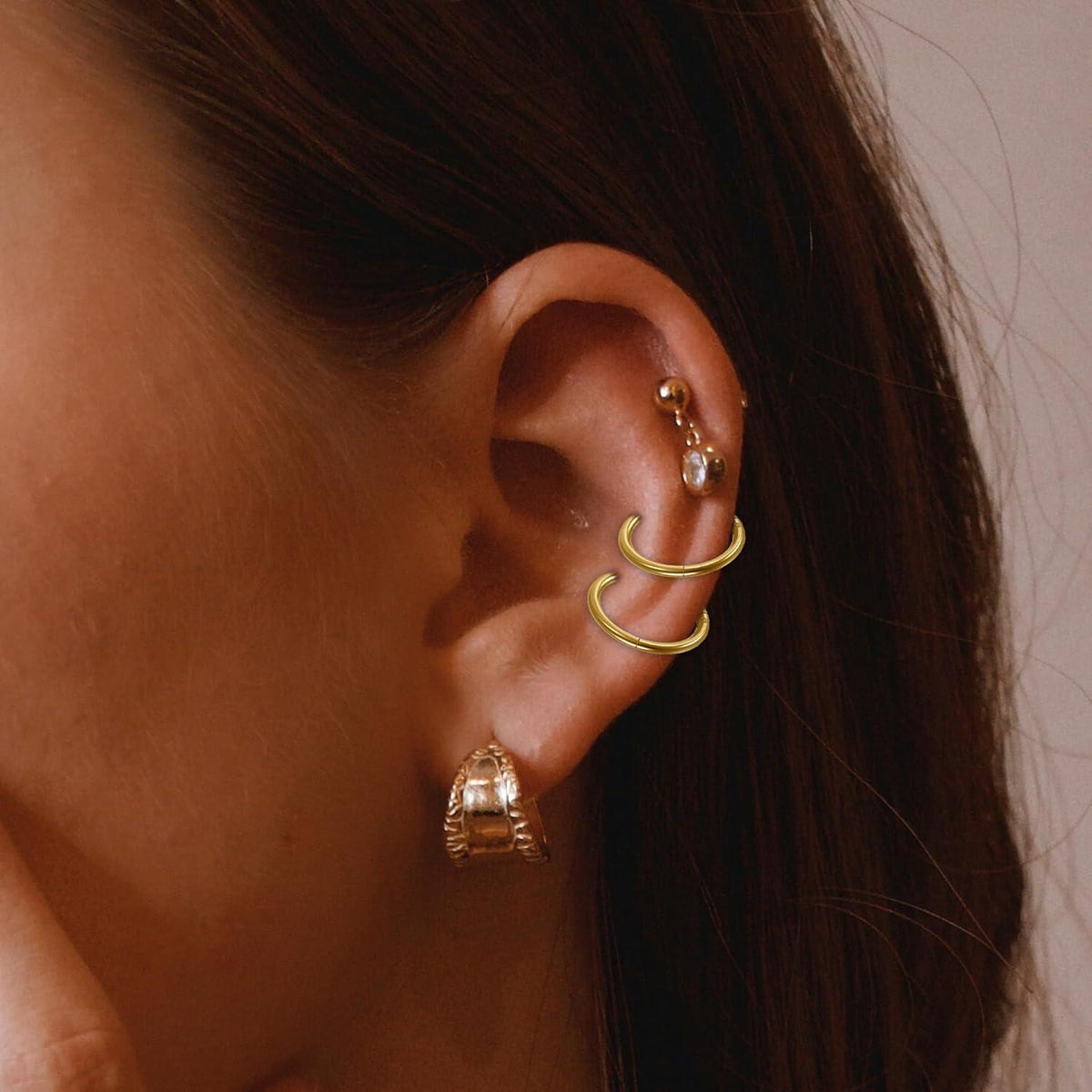 6er Chirurgenstahl Nasenring Gold 8-12mm 16ga Piercing Set