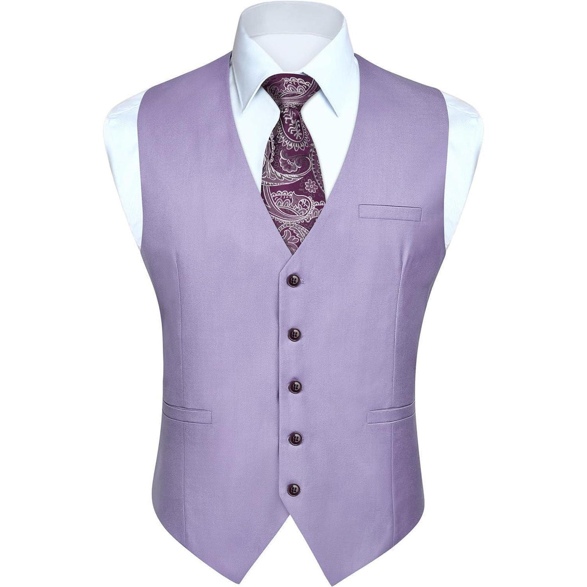 Herren Anzugweste V-Ausschnitt mit Taschen Lila XS-4XL