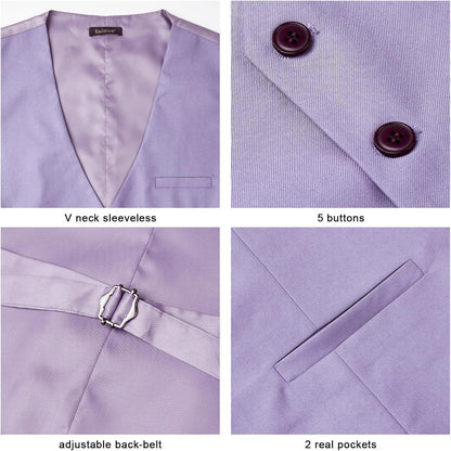 Herren Anzugweste V-Ausschnitt mit Taschen Lila XS-4XL