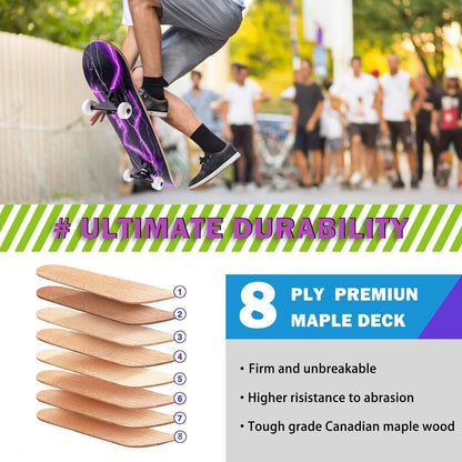 Skateboard 31" Komplettboard Ahorn, ABEC-11, Violett