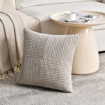 2er Set Kissenbezüge Kordsamt Taupe 35x35cm Boho Deko
