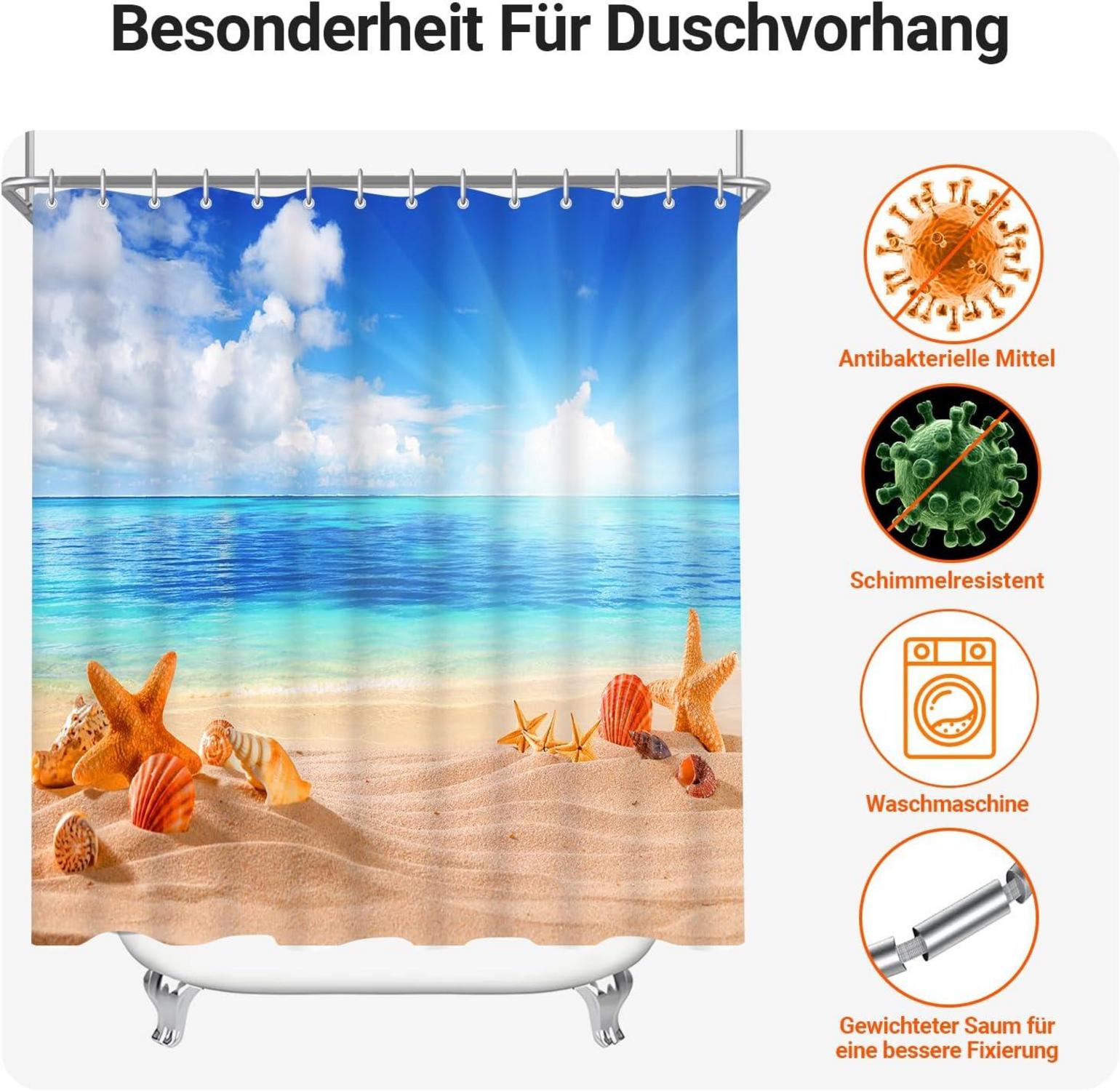 Duschvorhang 220x200cm Sea Blue Antischimmel Wasserabweisend