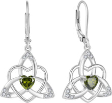 Keltischer Knoten Herz Ohrringe 925 Silber Peridot Stein