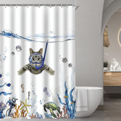 Duschvorhang 150x180cm Katzenschwimme Antischimmel