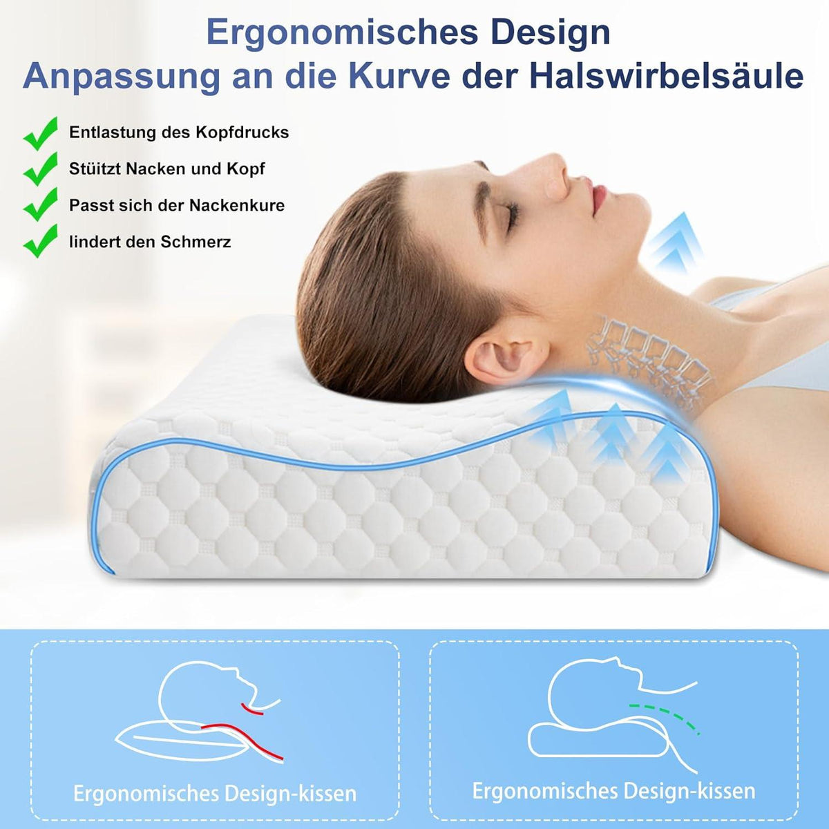 Orthopädisches Memory Foam Nackenkissen, Ergonomisches