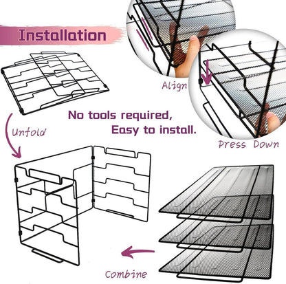 4 Etagen Metall Mesh Briefablage Organizer für Schreibtisch, Büro Aufbewahrung