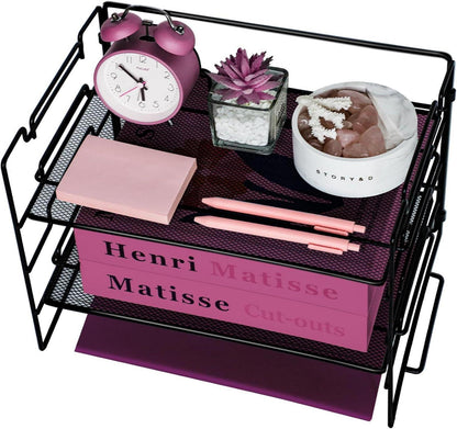 2 Etagen Metall Mesh Briefablage Organizer für Schreibtisch