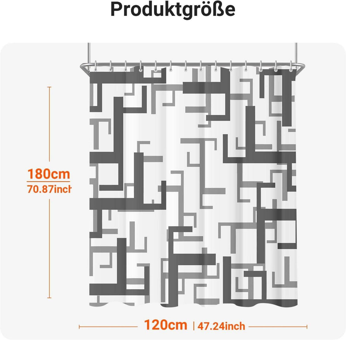 Duschvorhang 120x180cm Block Antischimmel Wasserabweisend Polyester