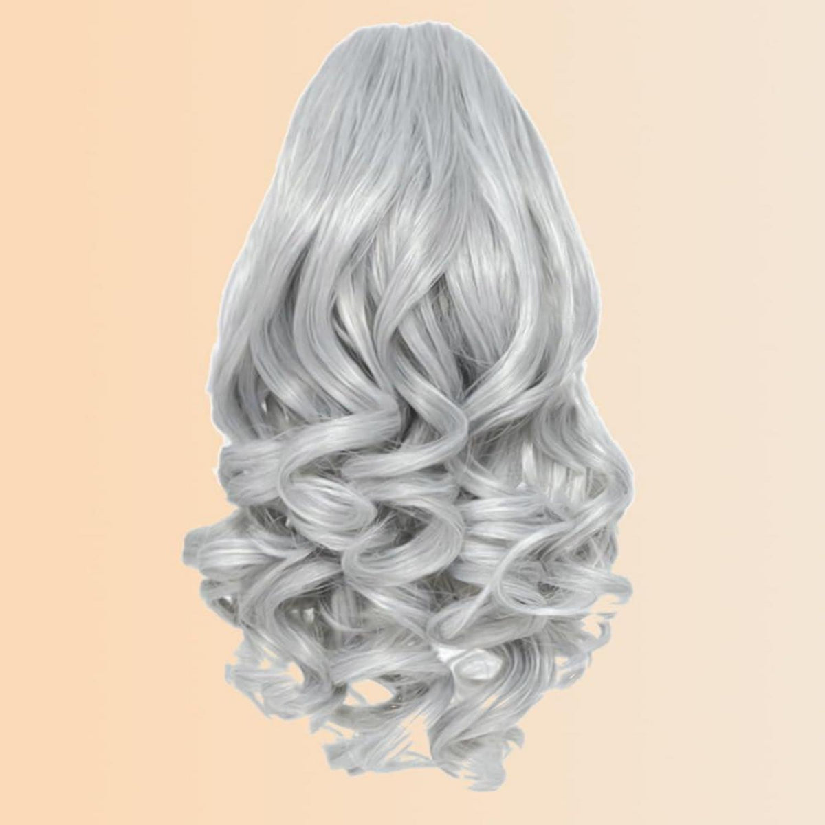 Welliges Zopf-Haarteil mit Kordelzug – Silber-Grau, 26cm