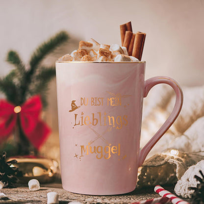 Lustige Geschenk Tasse Spruch Lieblings Muggel Weihnachten 400ml Rosa