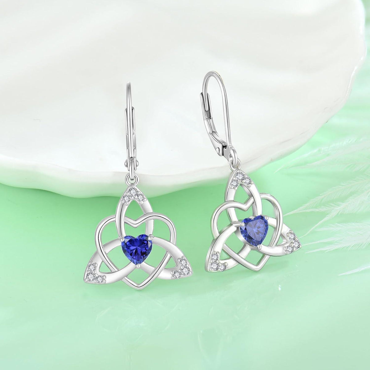 Keltischer Knoten Ohrringe Damen 925 Sterling Silber Tansanit Birthstone