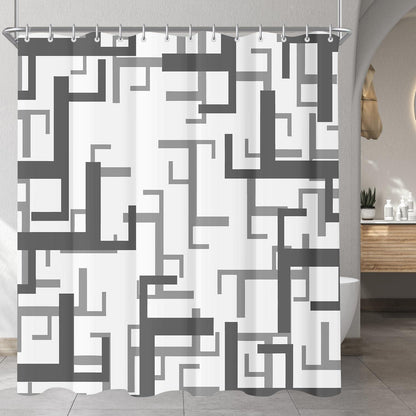 Lerores Duschvorhang 220x200cm Block Textil wasserabweisend Waschbar Polyester 12 Ösen
