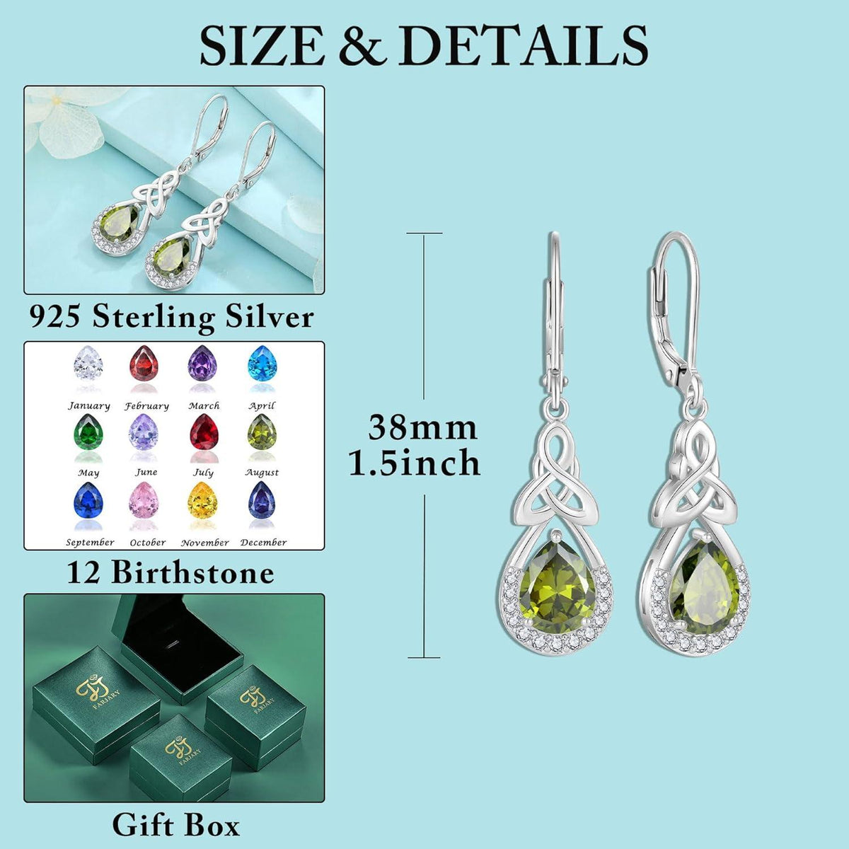 Keltischer Knoten Ohrringe Sterling Silber Unendlichkeit Tropfen