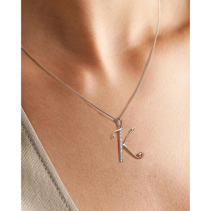 Initialen-Halskette Silber 925 Zirkonia Damen Mädchen