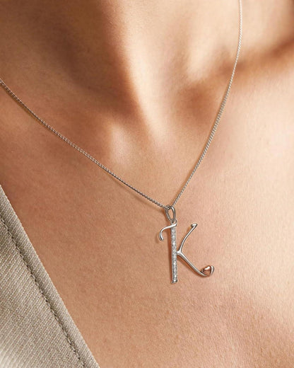 Initialen-Halskette 925 Silber Zirkonia Anhänger Damen Mädchen Geschenk