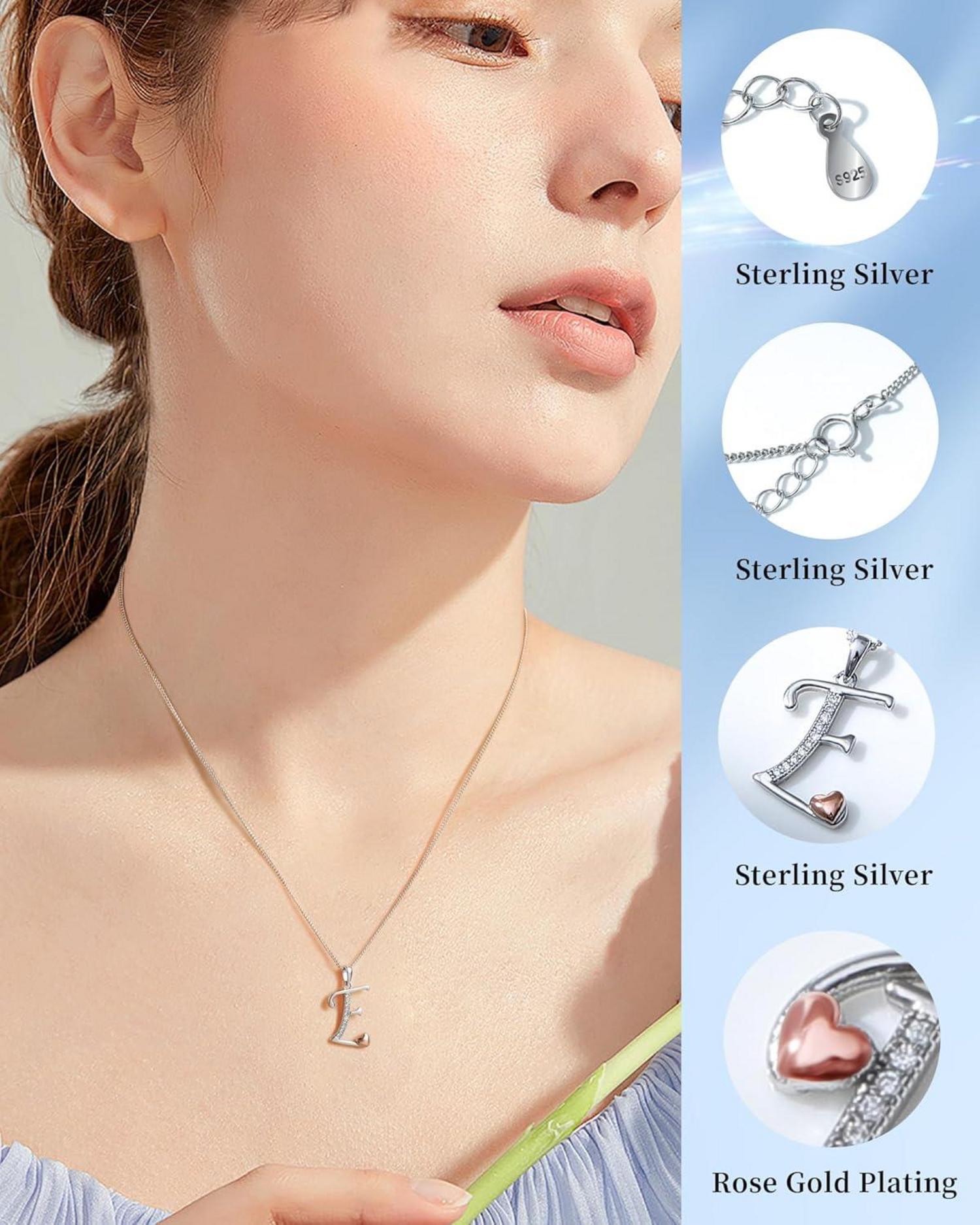 Initialen-Halskette 925er Sterlingsilber mit Zirkonia - Damen