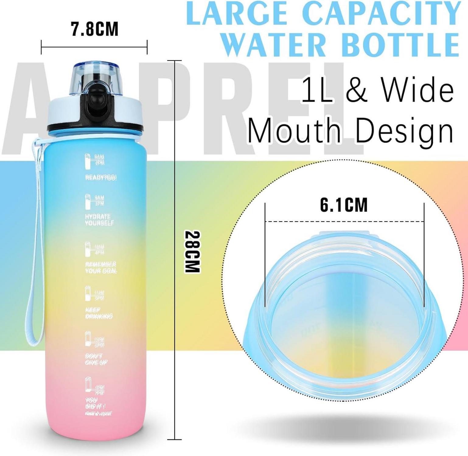 Sport Trinkflasche mit Filter Motivierender 1L Auslaufsicher für